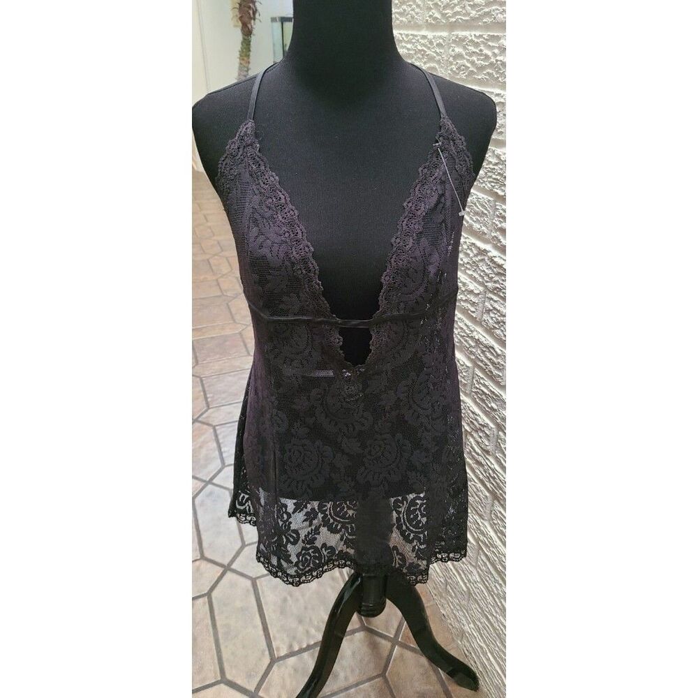 Victoria’s Secret Black Lace Babydoll Negligée Size L